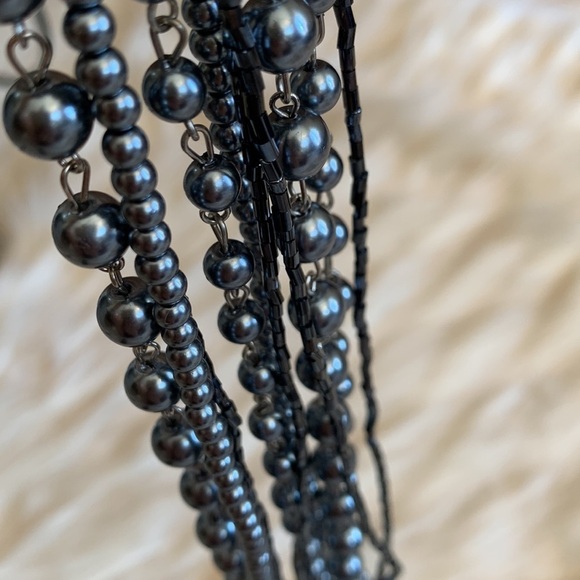 Pewter toned mixed media long statement necklace - Picture 5 of 5